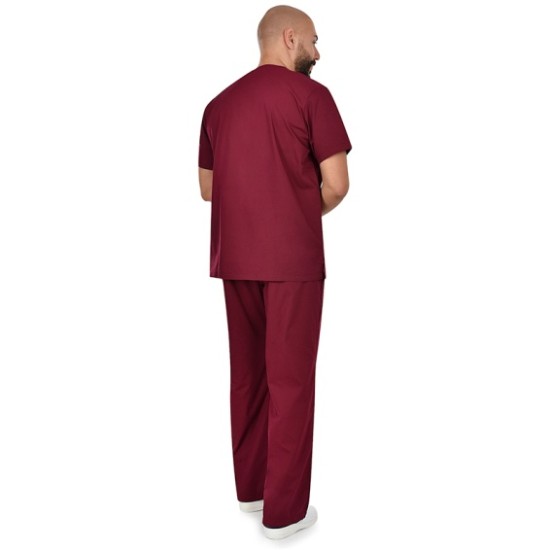 Costum industria alimentara tercot subtire (pantaloni + tunica), 110g/m2, visiniu Costum industria alimentara tercot subtire (pantaloni + tunica), 110g/m2, visiniu