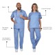 Costum medical unisex tercot subtire (pantaloni + tunica), densitate 110g/m2, albastru