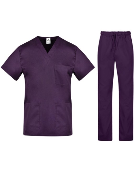 Costum medical unisex tercot subtire (pantaloni + tunica), densitate 110g/m2, mov