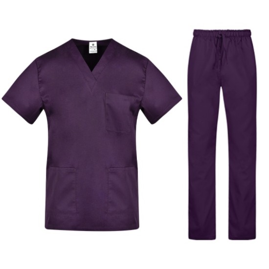 Costum medical unisex tercot subtire (pantaloni + tunica), densitate 110g/m2, mov