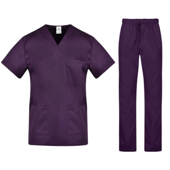 Costum medical unisex tercot subtire (pantaloni + tunica), densitate 110g/m2, mov Costum medical unisex tercot subtire (pantaloni + tunica), densitate 110g/m2, mov