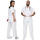 Costum medical unisex (pantaloni + tunica), tercot 180g/m2, alb