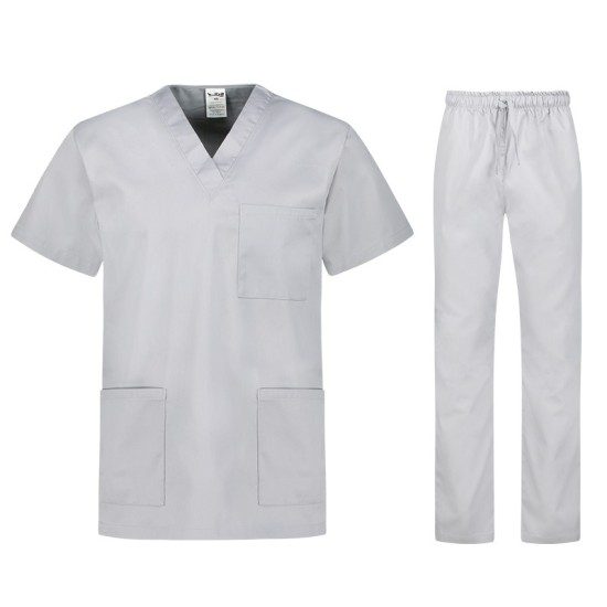 Costum industria alimentara (pantaloni + tunica), tercot 180g/m2, gri deschis Costum industria alimentara (pantaloni + tunica), tercot 180g/m2, gri deschis