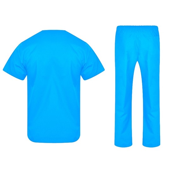 Costum medical unisex (pantaloni + tunica), tercot 180g/m2, sky blue