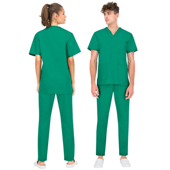 Costum medical unisex (pantaloni + tunica), tercot 180g/m2, verde