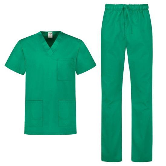 Costum medical unisex (pantaloni + tunica), tercot 180g/m2, verde Costum medical unisex (pantaloni + tunica), tercot 180g/m2, verde