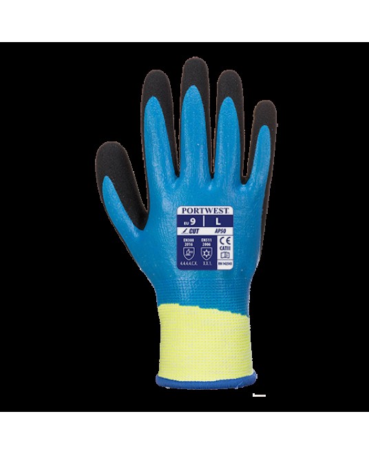 Manusi de protectie antitaiere Aqua Cut Pro [AP50] Negru si albastru
