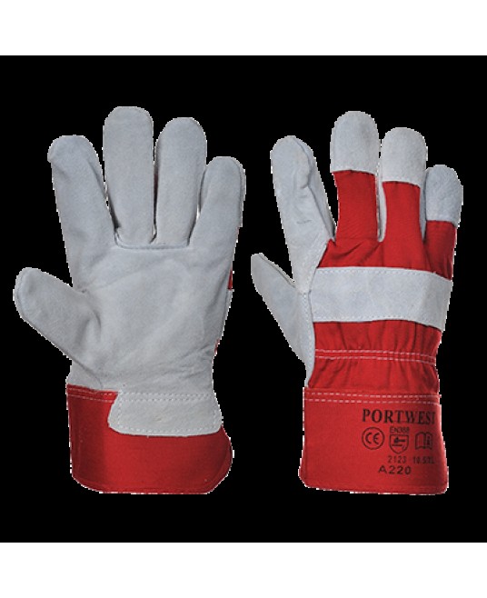 Manusi protectie lacatus, piele spalt [A220] Rosu