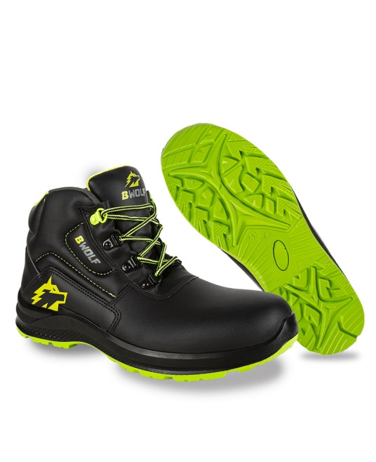 Bocanci de protectie S3 SRC, bombeu si lamela metalica, talpa verde