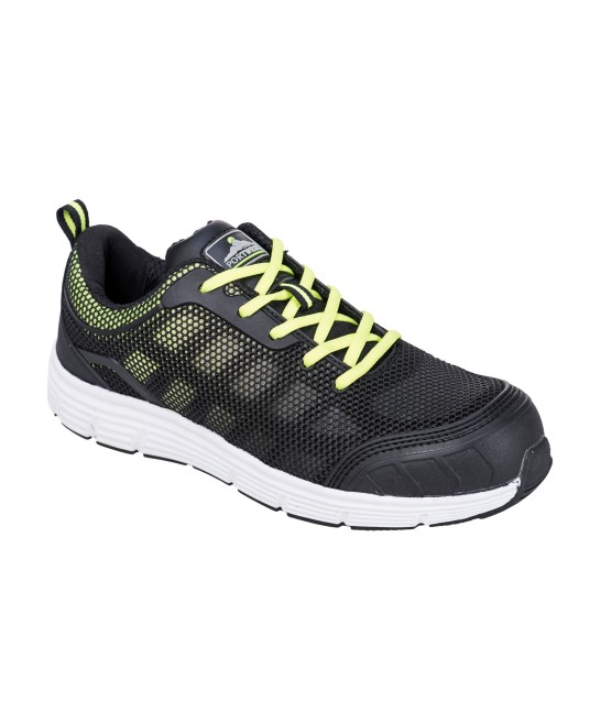 Pantofi de protectie cu bombeu metalic si lamela, talpa EVA/cauciuc, S1P [FT15] Negru si verde