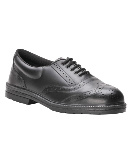 Pantofi de protectie Executive, bombeu metalic si lamela, talpa PU/PU,S1P [FW46] Negru
