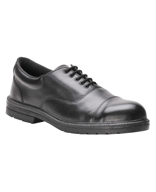 Pantofi de protectie Executive, bombeu metalic si lamela, talpa PU/PU, S1P [FW47] Negru