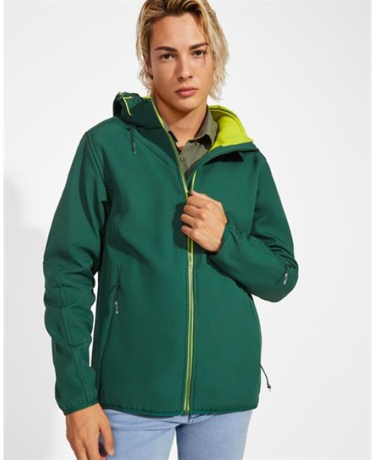 Jacheta softshell cu gluga - verde sticla
