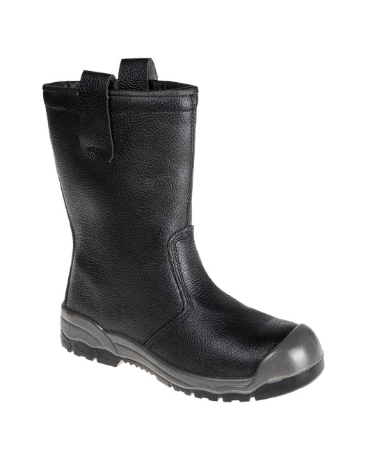 Cizme de piele imblanite, bombeu metalic si lamela, varf antiuzura [FW13] Negru