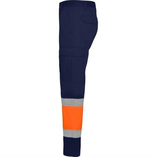 Pantaloni HiVis cu dungi reflectorizante, Bleumarin/portocaliu