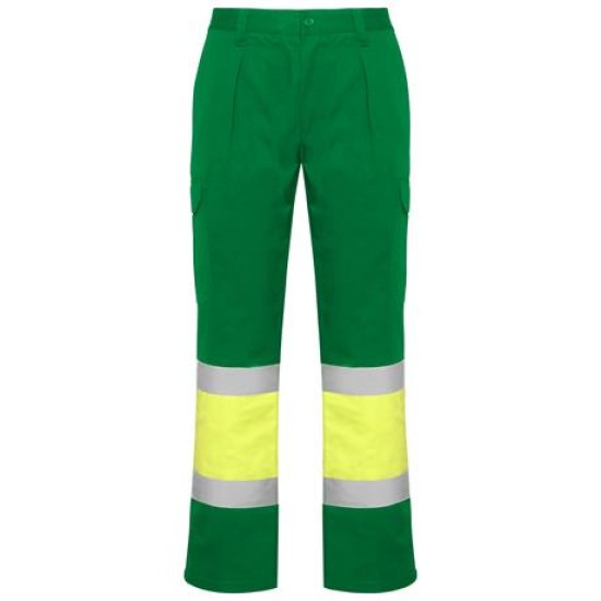 Pantaloni HiVis cu dungi reflectorizante, Daily Verde/galben Pantaloni HiVis cu dungi reflectorizante, Daily Verde/galben