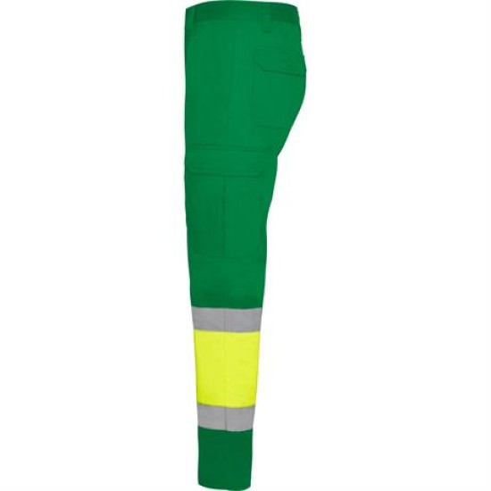 Pantaloni HiVis cu dungi reflectorizante - Verde/galben