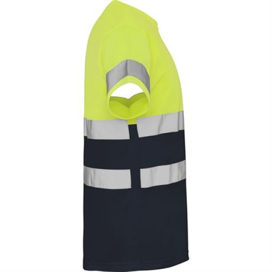 Tricou reflectorizant cu maneca scurta, 130g/m2 Galben si bleumarin Tricou reflectorizant cu maneca scurta, 130g/m2 Galben si bleumarin