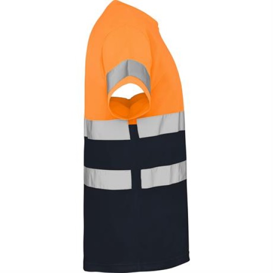 Tricou reflectorizant cu maneca scurta, 130g/m2 Portocaliu si bleumarin Tricou reflectorizant cu maneca scurta, 130g/m2 Portocaliu si bleumarin