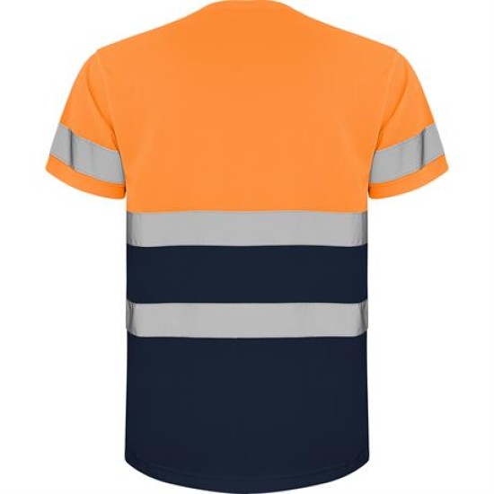 Tricou reflectorizant cu maneca scurta, 130g/m2 Portocaliu si bleumarin Tricou reflectorizant cu maneca scurta, 130g/m2 Portocaliu si bleumarin