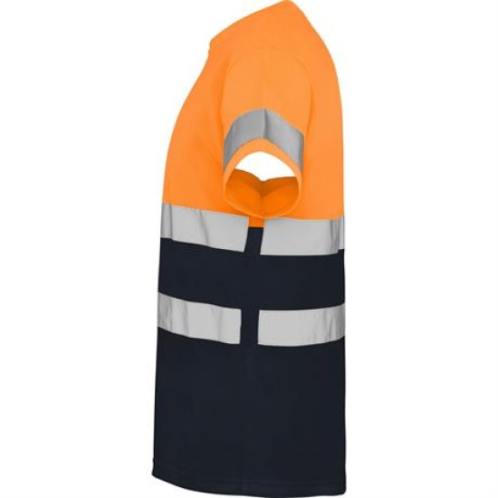 Tricou reflectorizant cu maneca scurta, 130g/m2 Portocaliu si bleumarin Tricou reflectorizant cu maneca scurta, 130g/m2 Portocaliu si bleumarin
