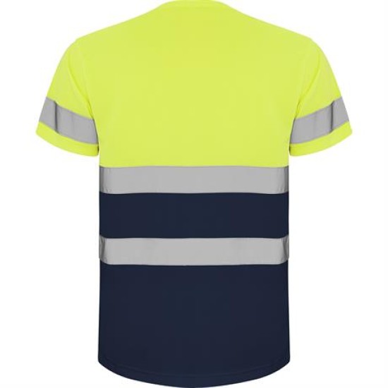 Tricou reflectorizant cu maneca scurta, 130g/mp Galben si bleumarin Tricou reflectorizant cu maneca scurta, 130g/mp Galben si bleumarin