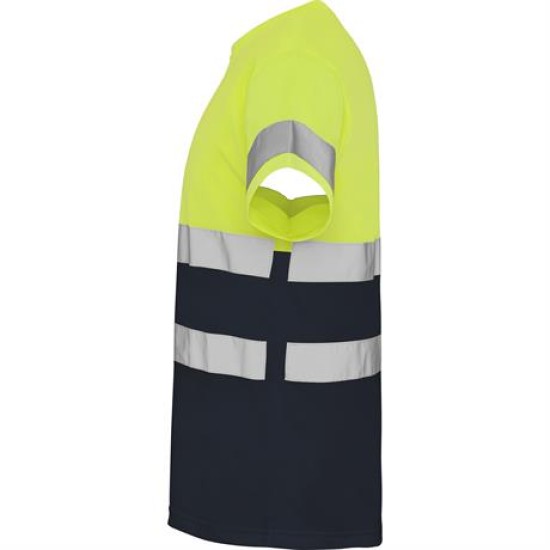 Tricou reflectorizant cu maneca scurta, 130g/mp Galben si bleumarin Tricou reflectorizant cu maneca scurta, 130g/mp Galben si bleumarin
