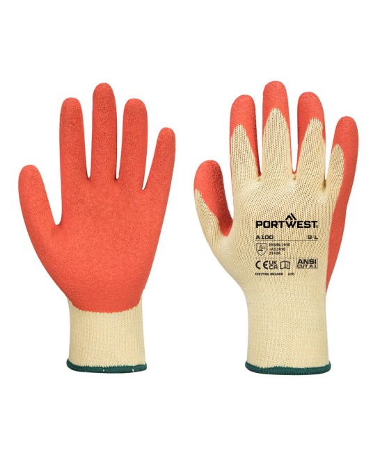 Manusi de protectie bumbac imersate in latex Grip [A100] Portocaliu