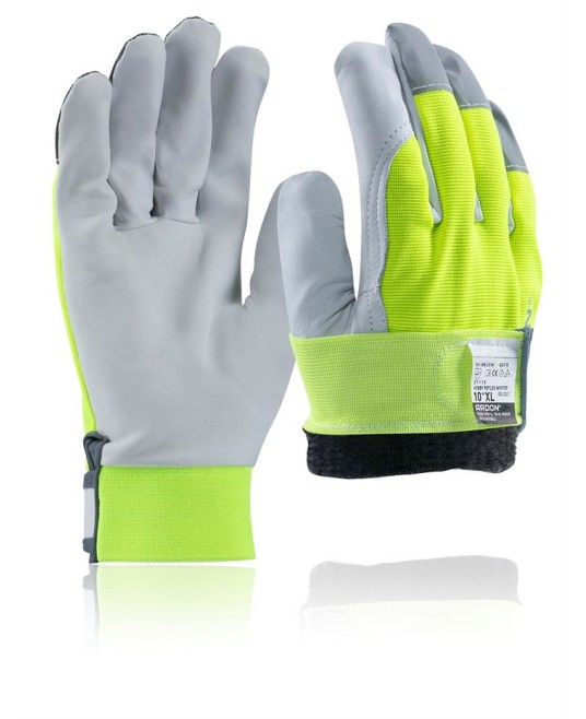 Manusi Hobby Winter galben Hi-Vis din piele de capra si poliester, mansete velcro
