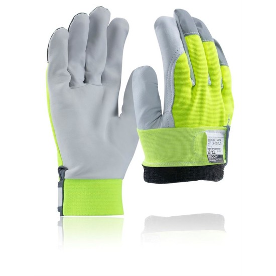 Manusi Hobby Winter galben Hi-Vis din piele de capra si poliester, mansete velcro