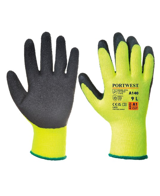 Manusi protectie termica frig imersate in latex, galbene