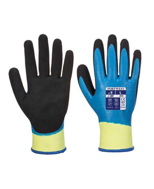 Manusi de protectie antitaiere Aqua Cut Pro [AP50] Negru si albastru