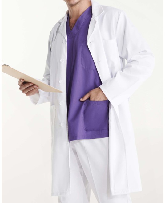 Halat alb unisex, tercot, 195g/m2