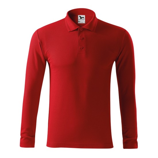 Tricou polo maneca lunga barbati, 200g/m2, Malfini LS 221, Rosu Tricou polo maneca lunga barbati, 200g/m2, Malfini LS 221, Rosu