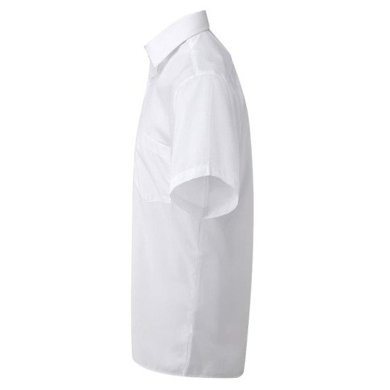 Camasa cu maneca scurta de barbati, croi ajustat, 105 g/mp, Alb