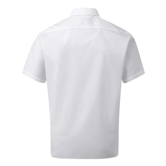 Camasa cu maneca scurta de barbati, croi ajustat, 105 g/mp, Alb