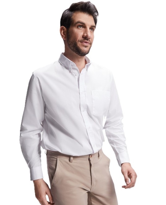 Camasa cu guler inchis cu nasturi, alb