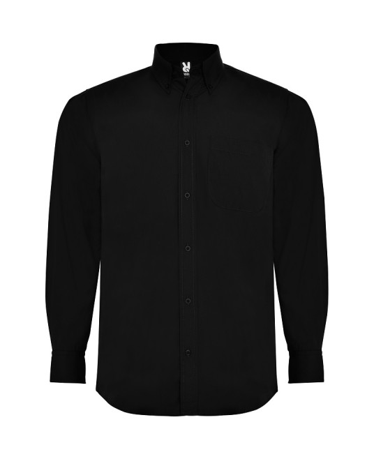 Camasa cu  guler inchis cu nasturi, negru