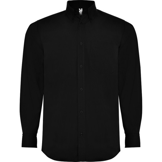 Camasa cu  guler inchis cu nasturi, negru