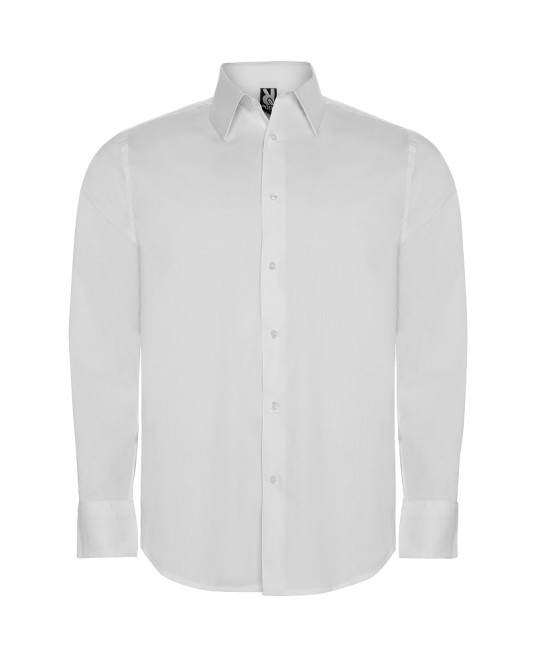 Camasa business stretch, fara buzunar pe piept, alb