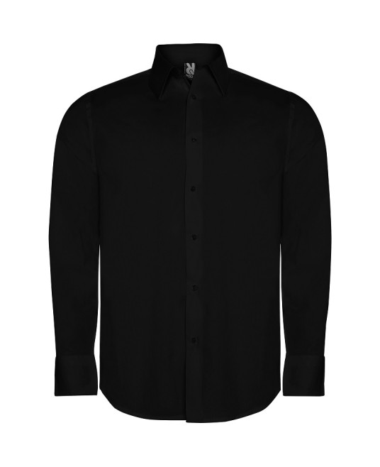 Camasa business stretch, fara buzunar pe piept, negru