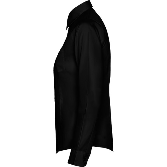 Camasa cu maneca lunga, model cambrat pentru femei, negru
