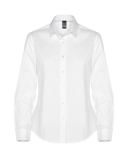 Camasa business stretch femei, fara buzunar pe piept, alb