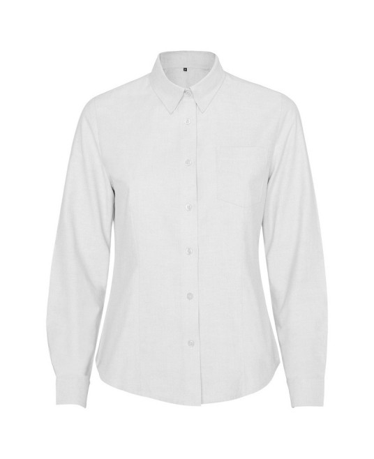 Camasa Oxford femei, buzunar pe piept, densitate 140g/m2, alb