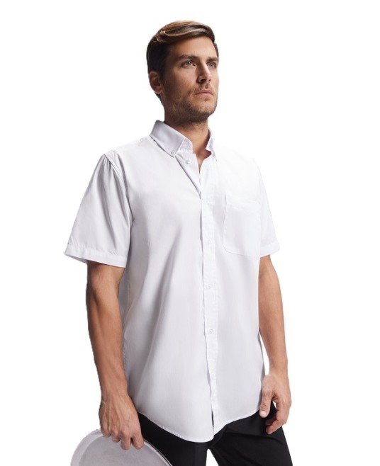 Camasa maneca scurta barbati, 130g/mp Alb