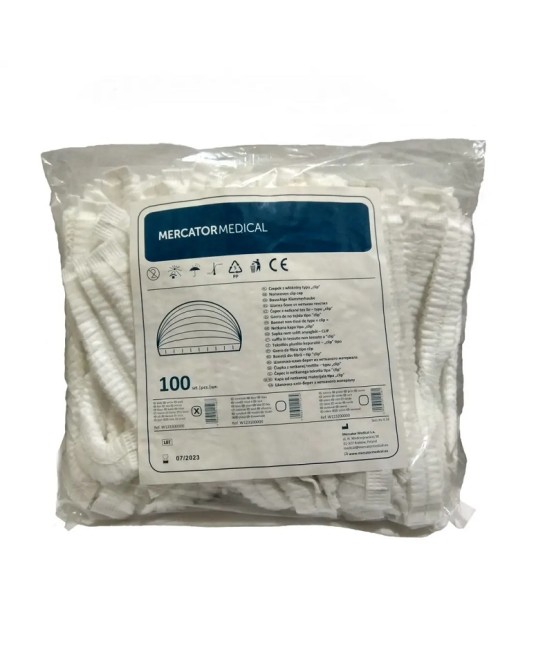 Capeline de unica folosinta din material netesut, tip clip, 100 buc/set, albe
