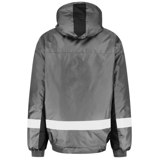 Costum de iarna cu dungi reflectorizante (salopeta cu pieptar si jacheta), gri Costum de iarna cu dungi reflectorizante (salopeta cu pieptar si jacheta), gri