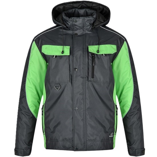 Costum impermeabil vatuit (salopeta cu pieptar + jacheta), gri si verde Costum impermeabil vatuit (salopeta cu pieptar + jacheta), gri si verde
