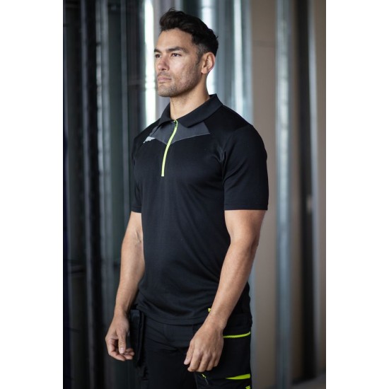Tricou polo corporate premium DX410 tesatura respirabila EzeeCool 150g/mp, negru Tricou polo corporate premium DX410 tesatura respirabila EzeeCool 150g/mp, negru