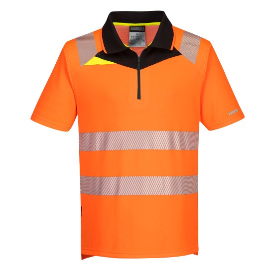 Tricou polo HiVis premium slimfit, portocaliu neon Tricou polo HiVis premium slimfit, portocaliu neon
